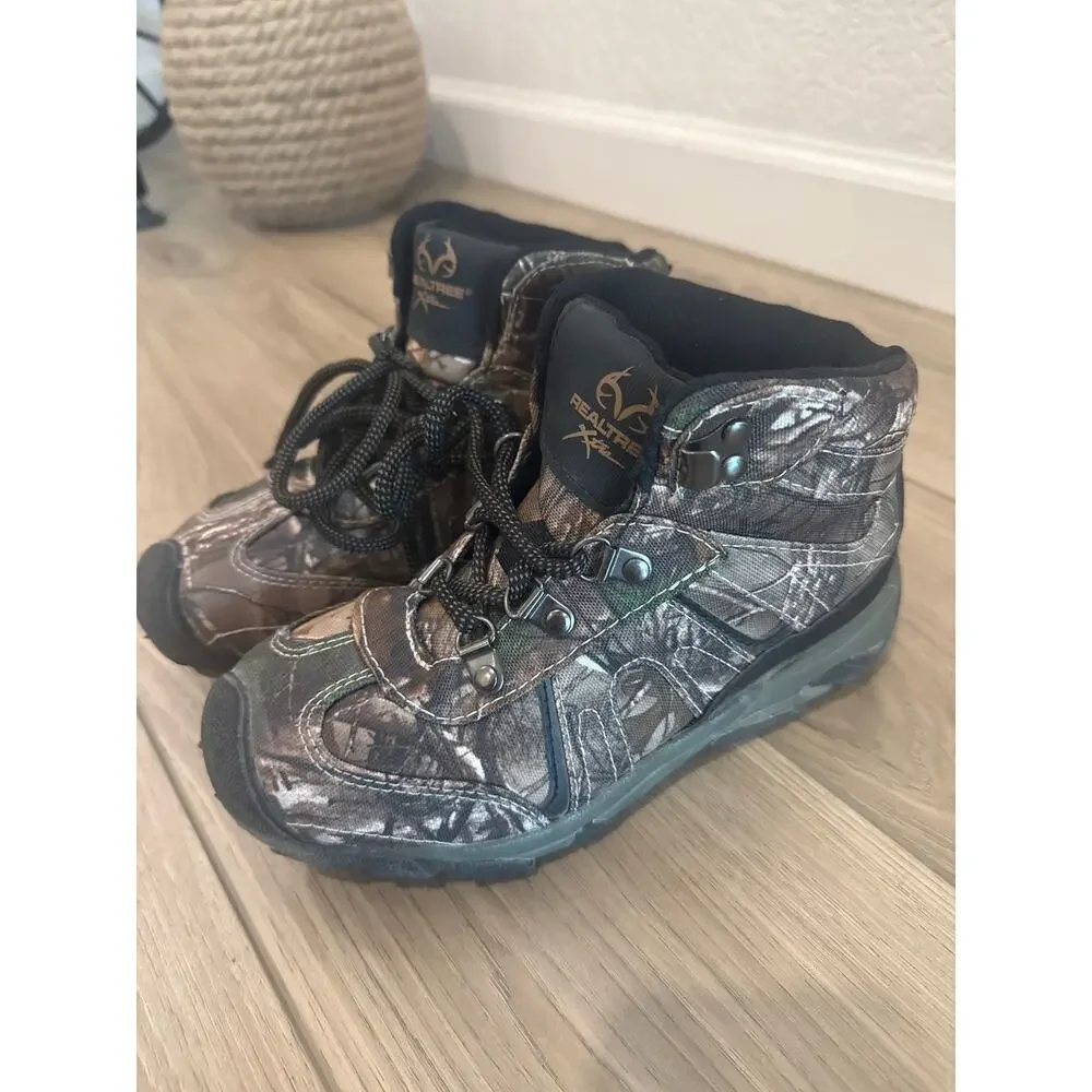 RealTree Camo Hiking Boots Boys Sz 3 Mid Rise Outdoor Hunting Trail Shoes